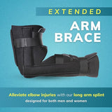 BraceAbility Elbow Immobilizer Brace | Removable Long Arm Cast and Soft Forearm Orthosis Splint for Broken Supracondylar, Distal Humerus, Proximal Ulna Fracture or Olecranon Bursitis (S/M)