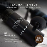 PACINOS Hair Fibers (Dark Brown) - Thickening Fibers Achieve Fuller Appearance by Concealing Thinning Hair & Bald Spots, Includes Applicator Pump Nozzle