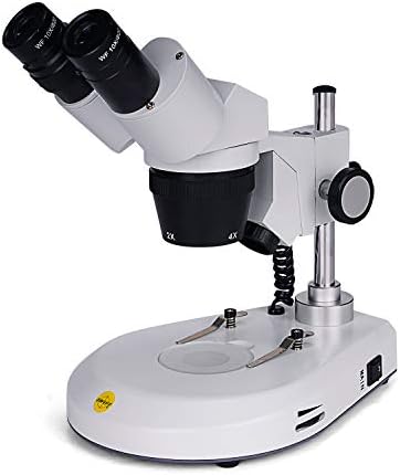 Swift S306S-20-2L Binocular Stereo Microscope, 20X/40X/80X Magnification, 360° Rotatable Forward-Mounted Head, Wide-Field 10X/20X Eyepieces, Upper & Lower LED Lights, Reversible Stage Plate