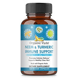 Organic Veda Neem & Turmeric Capsules with Amla Fruit, Tulsi, Holy Basil, Black Pepper Extract - Immune Support Dietary Supplement - Boosts Healthy Clear Skin & Cellular Defense - 120 Vegan Capsules