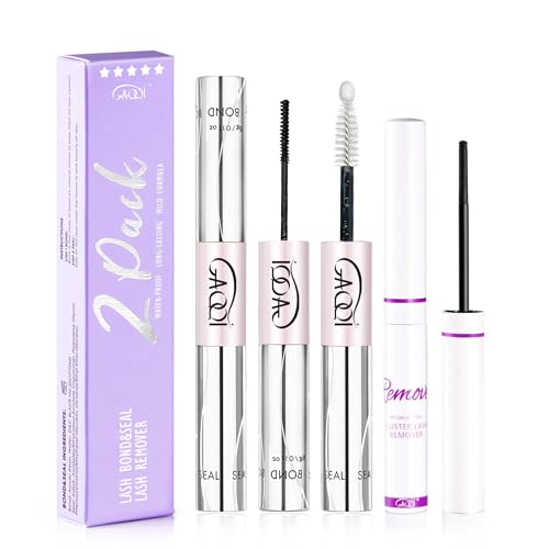 GAQQI Lash Cluster Glue & Lash Glue Remover, Lash Bond and Seal Waterproof, Long Lasting Eyelash Glue Strong Hold, Gentle Eyelash Remover for DIY Lashes(Glue+Remover Set)