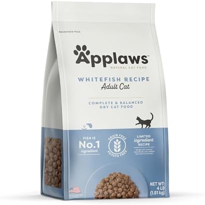 Applaws Complete Dry Cat Food, Grain-Free, Limited Ingredient Food with Added Vitamins & Minerals, Protein, Natural Cat Food, Supports Digestion, Whitefish (4 Pound Dry Cat Food)