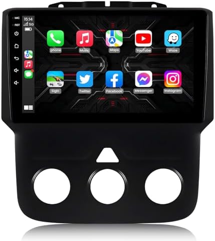 Car Radio Stereo for Dodge Ram 2013 2014 2015 2016 2017 2018 : 1280x800 9 Inch Android Car Screen with 5G-WiFi GPS Navigation - CarPlay Android Auto Bluetooth FM Backup Camera SWC(Only fit Manual AC)