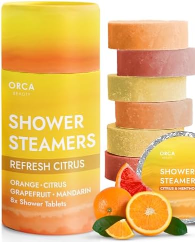 Shower Steamers Aromatherapy - Relaxation Gifts for Women, Shower Bombs, Unique Spa Gifts Shower Tablets, Stocking Stuffers for Women & Men (Citrus Scent 8PC)