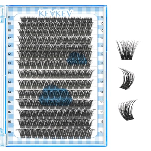 KevKev Lash Clusters 168 Pcs Cluster Lashes DIY Lash Extensions Mixed Styles Individual Lashes Eyelash Clusters Thin Band & Soft False Lashes Wispy Natural Lash Extension Clusters (Cirrus, D-8-18mix)