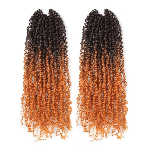 Toyotress Yanky Twist Crochet Hair - 14 Inch 2 Packs (30 Strands/Pcs) Fluffy Spring Mini Twist Passion Twist, Ombre Orange Copper Pre-Looped Crochet Braids Braiding Hair (14 Inch, OT2/2735-2P)