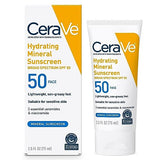 CeraVe 100% Mineral Sunscreen SPF 50 | Face sunscreen With Zinc Oxide & Titanium Dioxide | Hyaluronic Acid + Niacinamide + Ceramides | Oil Free Sunscreen For Face | Travel Size Sunscreen 2.5 oz