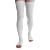 Doc Miller Thigh High Compression Socks Women and Men 20-30mmHg for Varicose Veins, Pregnancy Support Compression Stockings for Women, 1 Pair (White, XX-Large)