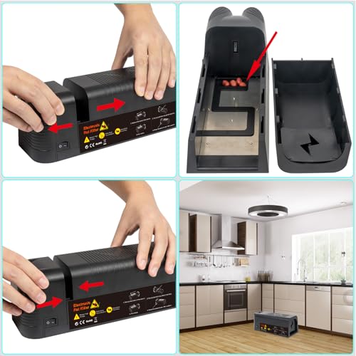 Electric Mouse Trap - Effective Indoor Zapper for Home, Garage, Attic, and Apartment - Reusable Mouse Traps (Black)