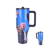 40 oz Tumbler with Handle Flip Straw | Trump Fight | Rubber Base Straw | 100% Leak Resistant Water Bottle | Insulated Cup Reusable Stainless Steel Water Bottle Travel Mug (Fight, 40oz)