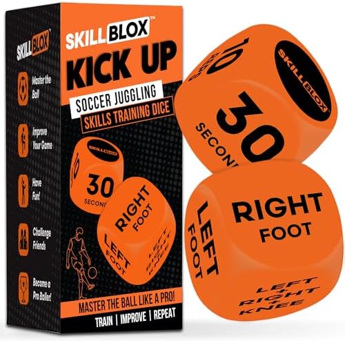 Soccer Kick Up Training Dice (2 pcs) - Football Soccer Gifts - Soccer Ball Juggling Skills. Gifts for Boys and Girls. Kick Ups Training