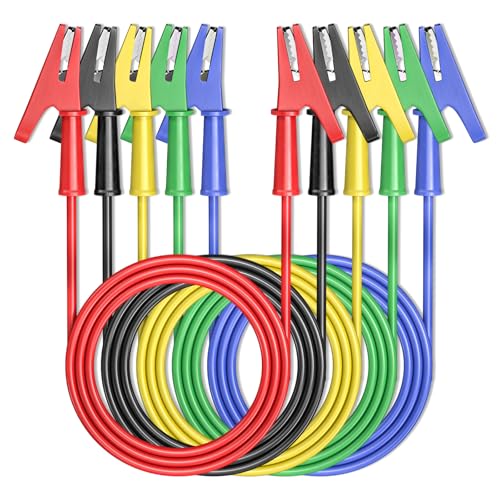 Goupchn Alligator Clips Electrical Test Leads Dual Ended Crocodile Wire Cable with Full-wrap Insulating Clips Flexible Copper Cable Wire 5PCS for Electrical Testing 4.92ft/1.5m