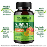 NATURELO Whole Food Vitamin C Gummies, Vitamin C from Acerola Cherry, Plant-Based Supplement, 60 Vegan-Friendly Gummies