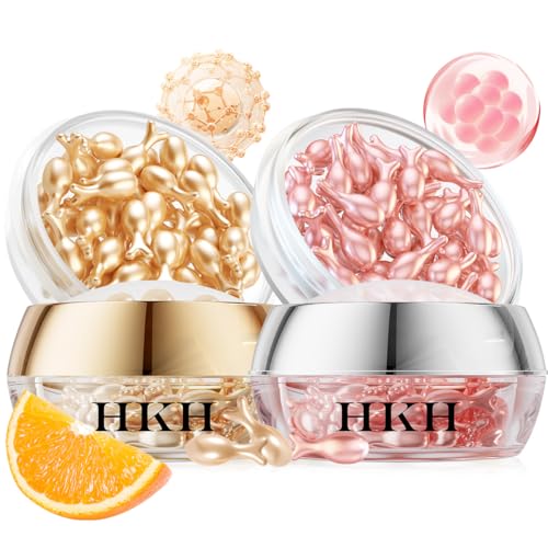 HKH Vitamin C & Retinol Serum for Face - Vit C Serum Capsule with Niacinamide, Vit A Serum Capsule with Hydrolyzed Collagen for Women, Reduces Fine Lines, Even Skin Tone, Firming Skin, Moisturise