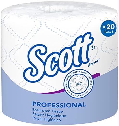 Scott® Professional Standard Roll Toilet Paper (13607), with Elevated Design, 2-Ply, White, Individually wrapped rolls, Compact Case for Easy Storage, (550 Sheets/Roll, 20 Rolls/Case, 11,000 Sheets/Case)