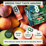 8Greens Daily Greens Energy Effervescent Tablets - Natural Energy Boost, Pre-Workout, No Crash, Greens Powder, Made with Guarana & Yerba Mate, Vitamin B12, Peach Flavor, Pack of 3