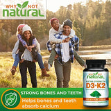 Vitamin D3 K2 (MK-7) with Organic Spirulina, 10000 IU Extra Strength Supplement in Veggie Capsules, Supports Bone Health, Immune System and Mood