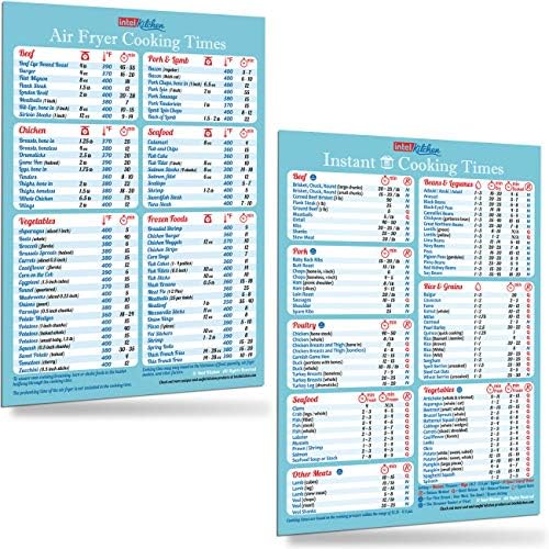 Perfect Accessories for Instant Pot (100 Foods) and Air Fryer (76 Foods) Cooking Times Magnets 8"x11" Big Magnet Big Text Easy To Read Accurate Cookbook Recipes Reference Cheat Sheet Chart Great Gifts