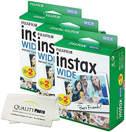 Fujifilm instax Wide Instant Film for Fujifilm instax Wide 300, 200, and 210 Cameras w/Microfiber Cloth by Quality Photo (60 Exposures) …
