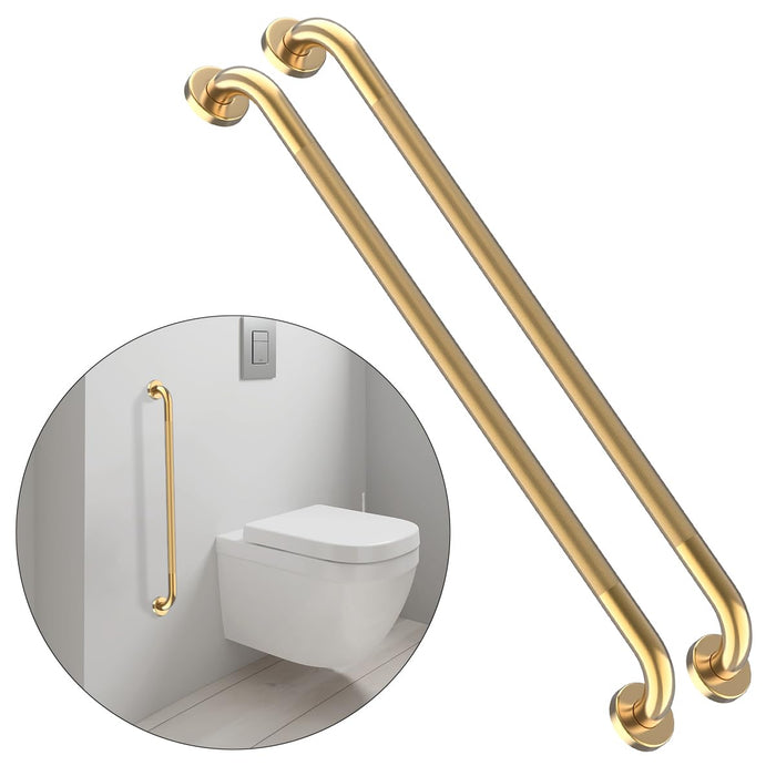 32 Inch Anti Slip Shower Grab Bar Gold, Munzong 2 Pack Bathroom Grab Bar, Knurled Bathroom Balance Bar,Safety Hand Rail Support Handicap Elderly Injury Senior Assist Bath Handle