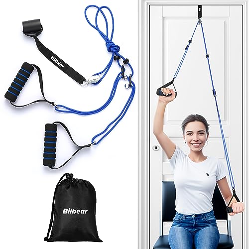 Bilbear Over The Door Shoulder Pulley for Physical Therapy at Home,Arm Pulleys for Shoulder Rehab Over Door,Over Door Exercise Pulleys for Shoulders Rehab,Home Pulley System Reduce Frozen Shoulder