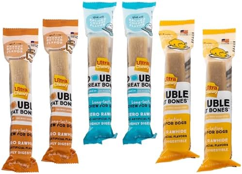 Ultra Chewy Favorite Flavors: Long-Lasting Treats Made in USA for Large and Small Breeds, Highly Digestible, for Aggressive Chewers (Favorite Flavors, 6 Count)