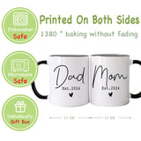 CATABUBU Gift for New Parents, Est 2024 Mom Dad Mugs Set 11oz, New Parents Pregnancy Announcement, First Time Mom Dad to Be Gifts, Promoted to Be Mom Dad Mug, Birthday Christmas Day Gifts for Mom Dad