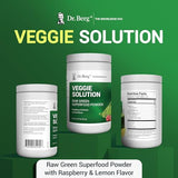 Dr. Berg's (Veggie Solution) Organic Super Greens Powder w/Spirulina - Raw Green Powder Superfood - Vegetable Powder Supplement with Vitamins, Minerals, Enzymes, and Phytonutrients - 110 Servings