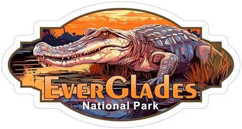 Everglades National Park Florida Sticker Travel Weatherproof Souvenir Decal Vinyl Small Waterproof for Water Bottle Mug Passport Notebook Laptop Computer Phone Car Stickers 4" ID44990