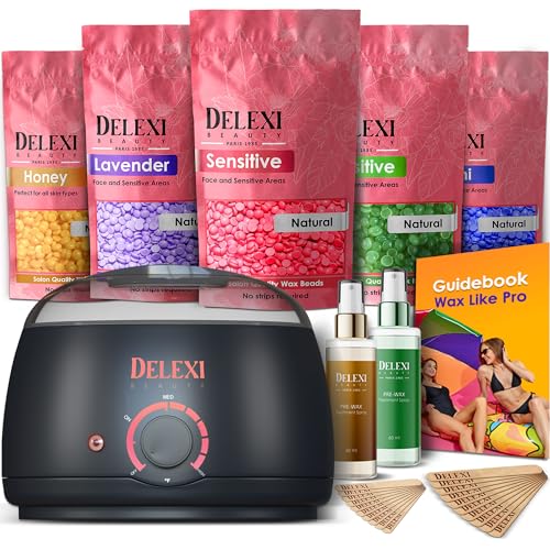 All-in-one Waxing Kit for Women +5 Pack Salon Quality Wax for Full Body Hair Removal - Ideal for Bikini (Extra Large, Rose)