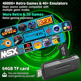 Wireless Retro Game Console, 64G Game Console Built in 40,000 Games, 40+ Emulators, Dual Wireless Controllers, Plug & Play Video Game Consoles, 4K HDMI Nostalgia Stick Game for TV