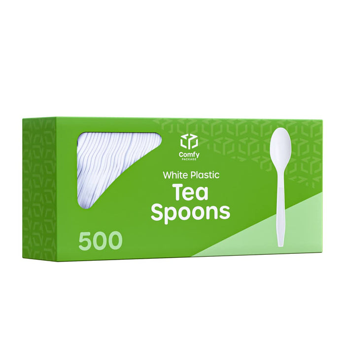 Comfy Package [500 Pack] Extra Heavyweight Disposable White Plastic Teaspoons