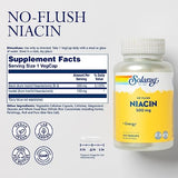 SOLARAY Title No Flush Niacin 500mg, Flush-Free Vitamin B3 Niacin, Energy and Circulatory System Support, Vegan, Lab Verified, 60-Day Money-Back Guarantee, 100 Servings, 100 VegCaps