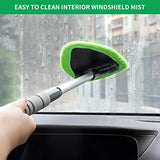 XINDELL Windshield Cleaner Tool - Portable Car Interior Cleaning Kit with Extendable Handle, 4 Microfiber Towel Pads, Auto Glass Wiper for Windshield, Trucks, SUVs, RVs, and Home Windows