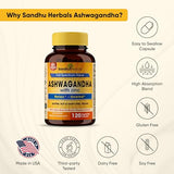 Sandhu Herbals Ashwagandha Supplement|120 Organic 4 in 1 Capsules, 2 months supply|8000mg with Zinc, Black Pepper & Holy Basil Extract|Stress Relief, Mood, Immune & Energy Support|Non-GMO,Made in USA