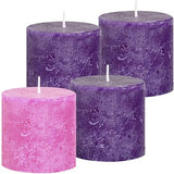 Advent Candles Set of 4 – Made in The USA- None Drip Advent Pillar Candles – Unscented Purple & Pink Rustic Candles for Church and Home Advent Décor Decoration - Advent Wreaths Rings Candle Holders