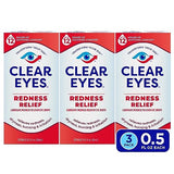 CLEAR EYES Redness Eye Relief Eye Drops, 0.5 Fl Oz, Pack of 3