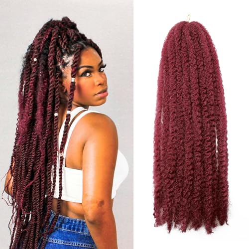 8 Packs Marley Twist Braiding Hair 24 Inches MarleyTwist Hair Red Cuban Twist Hair Marley Afro Kinky Curly Twist Faux Locs Crochet Hair Synthetic Marley Hair Extensions