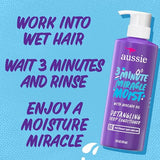 Aussie 3 Minute Miracle Moist Deep Conditioner for Dry Hair, Avocado & Jojoba Oil, Safe for Color Treated Hair, Nourishing Hydration, Silky Shine, Paraben-Free, 16 Fl Oz Each, Triple Pack