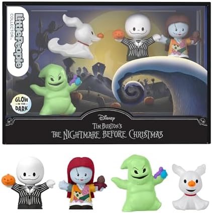 Little People Collector Disney Tim Burton’s The Nightmare Before Christmas Special Edition Set for Adults & Fans, 4 Figures in Display Box