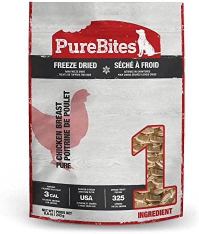 PureBites Chicken Freeze Dried Dog Treats, 1 Ingredient, Made in USA, 8.6oz