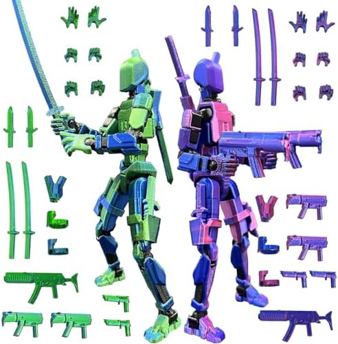 T13 Action Figure Set (Assembly Completed), 3D Printed Multi-Jointed, Titan 13 Action Figures, Multi-Articular Lucky Mobile Robot Nova T-13,Desktop Decorations for Game Lovers Toys (Blue/Purple)