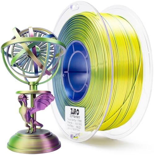 ZIRO Silk 3-in-1 Color Change PLA Filament 1.75mm, Magic Discoloration Multicolors Glossy Filament, Different Color Coextrusion Chrome 3D Filament, Fit Most 3D Printers, 2.2lbs Spool,Polar Sky(Silky)