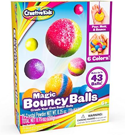 Creative Kids Magic Bouncy Balls - DIY STEM Toys - Science Kit for Kids - 25 Multicolor Bags & 5 Molds Makes Up to 43 Balls