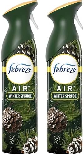Febreze Air Freshener Winter Spruce, 2 Pack, Christmas Tree Pine Scent, Odor Eliminating Air Freshener Spray for Home and Bathroom, Limited Edition Holiday Collection, 8.8 oz Each