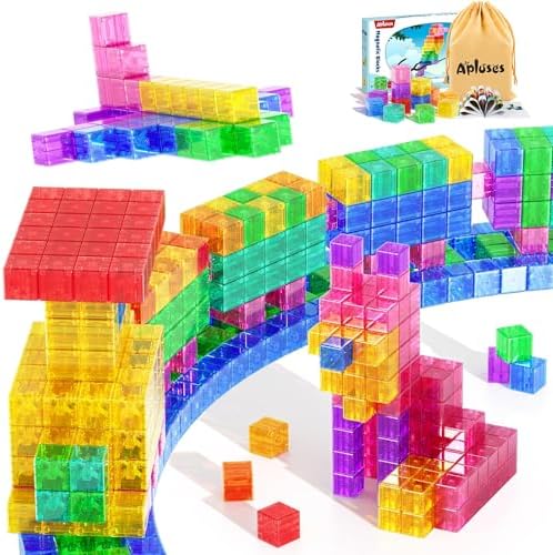 45PCS Magnetic Blocks - Transparent Magnetic Cubes, Toddler Boy Toys, Magnetic Building Blocks, Sensory Autism Toys for Kids Ages 3+, Preschool Magnet Toys for 3-5 Year Old Boys and Girls