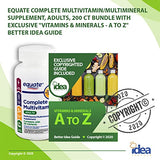 Equate Complete Multivitamin/Multimineral Supplement, Adults, 200 Count + “Vitamins & Minerals - A to Z - Better Idea Guide©” (1 Pack 200 ct)