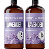 LAB BULKS ESSENTIAL OIL - Lavender Oil 16 Ounce Bottle for Diffusers, Home Care, Candles, Aromatherapy, Lavender Oil Spray (2 Pack)