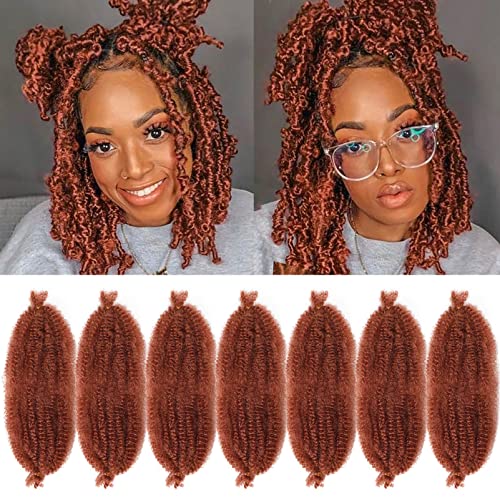 Marley Hair 14 Inch 7 Packs Ginger Marley Twist Braiding Hair Pre Separated Springy Afro Twist Hair Pre Fluffed Spring Twist Hair Natural Synthetic Cuban Twist Hair Extensions (14",350)