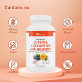 ML Naturals Premium Lutein & Zeaxanthin with Bilberry 120 Vegetable Capsules. (4 Month Supply) All-Natural. High Potency & Premium Quality